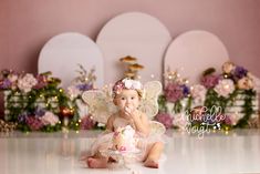 Fairy Garden Cake Smash, Fairy First Photoshoot, Baby Fairy Photoshoot