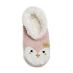 Pink and cream face with gold crown Lounge Slippers. Warm Indoor Slippers With Round Toe, Comfortable Winter Slippers With Soft Sole, Non-slip Cozy Slippers With Round Toe, Cozy Non-slip Slippers With Round Toe, Cute Winter Slippers With Plush Lining, Cozy Non-slip Round Toe Slippers, Cozy Non-slip Winter Slippers, Super Soft Winter Slippers With Round Toe, Winter Non-slip Indoor Slippers