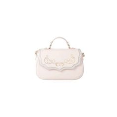 a white handbag with an embroidered design on the front and side, sitting against a white background