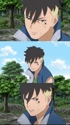 two anime characters with different facial expressions, one in blue and the other in green