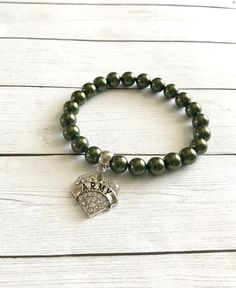 Army Swarovski Pearl Charm Bracelet,Military Mom,Military Jewelry,Military Bracelet,Army mom,Gifts under 30,Army Bracelet,Gifts for her Military Bracelet, Military Jewelry, Boys Bracelets, Army Family, Military Gift, Pearl Charm Bracelet, Army Gifts, Military Mom, Army Mom