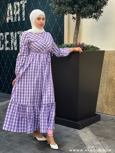 Lavender Long Sleeve Dress For Summer, Lavender Long Sleeve Summer Dress, Modest Cotton Maxi Dress, Modest Cotton Maxi Dress For Spring, Casual Purple Midi Dress For Daywear, Modest Cotton Dresses For Daywear, Modest Long Sleeve Cotton Dress, Modest Maxi Cotton Dress, Modest Maxi Length Cotton Dress