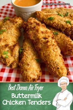 fried chicken tenders on a red and white checkered tablecloth