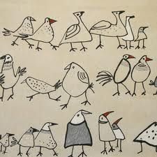 this is a drawing of many different birds