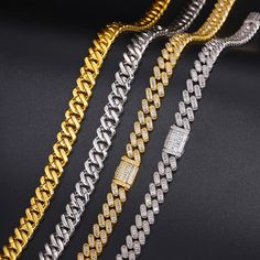 Our top-quality banguette and gold plated handmade jewlelry is the best moissanite chains you can find. This cuban link chain hits harder and outshines everything about Cuban link chains because of its strongness, brightness and incredible sparkles. The 12mm VVS Iced Out Diamond necklace looks real because its sparkles are classic and elegant which brings the elegancy that fits to every style of outfit and people Our jewlery gives you the millionaire luxury status because it’s high quality of hi Miami Cuban Link Chain, Diamond Ice, Miami Cuban Link, Diamond Tester, Cuban Link Chain Necklaces, Miami Cuban, Link Chain Necklace, Hip Hop Jewelry, Cuban Link Chain