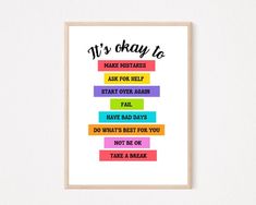 a colorful poster with the words it's okay to