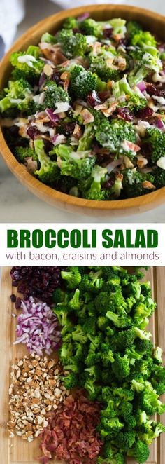 broccoli salad with bacon, raisins and almonds