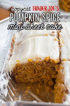 a piece of pumpkin spice mini sheet cake