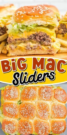 there are two pictures with the words big mac sliders on them