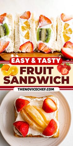 an easy and tasty fruit sandwich on a plate