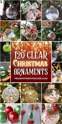 christmas ornaments with text overlay that reads,'clear glass christmas ornaments '