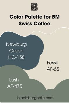 the color palette for bm swiss coffee is green, black, and gray with white lettering