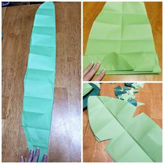 step by step instructions on how to make an origami banana from green paper