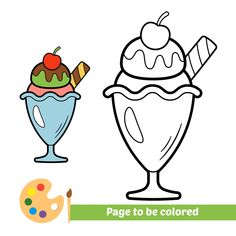 an ice cream sundae coloring page to be colored