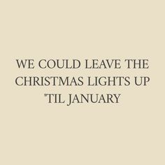 the words we could leave the christmas lights up'til january on a beige background