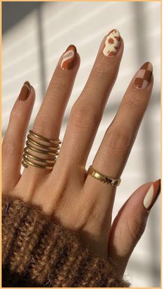 32 Brown Nail Designs Do It Yourself Nails, Simple Fall Nails, September Nails, Manicure Gel, Easy Nails, Thanksgiving Nails, Fall Nail Art, Fall Nail Colors