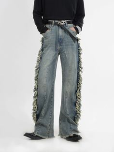 WN4444
■size(cm)





Length


Waist


Hip


Hem width




S


109


74


102


52




M


110


78


104


54




L


111


82


106


56




XL


112


86


108


58




 
■model
175cm 60kg M
■material
denim Side Fringe, Denim Details, Mozambique, Raw Edge, Haiti, Jeans Denim, Laos, Black Fabric, Ghana