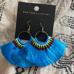 Never Worn Trendy Tassel Drop Earrings With Fringe, Trendy Tassel Fringe Drop Earrings, Trendy Blue Tassel Earrings With Fringe, Trendy Blue Fringe Earrings, Trendy Adjustable Tassel Earrings, Trendy Fringe Tassel Earrings For Festivals, Trendy Tassel Earrings For Festival, Tassel Jewelry, Heel Boots