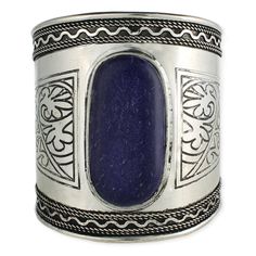 Wide Etched Silver & Faux Lapis Cuff Bracelet Etched Jewelry, Silver Cuff Bangle, Fake Jewelry, Wide Cuff Bracelets, Cuff Bangle Bracelet, Silver Jewels, Silver Bangle, Silver Cuff Bracelet, Gorgeous Jewelry