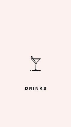 a black and white logo with the word drinks on it's left side, in front of a light pink background