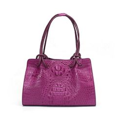 Elegant, authentic crocodile print handbag Essential details Pattern Type: Alligator Closure Type: Hasp Shape: Vertical square Lining Material: Cow leather Main Material: Crocodile leather Style: Fashion trend, Ladies' handbag Gender: Women Model Number: 3116G-1 Number of Handles/Straps: One Size: 40*23*13 cm Alligator And Crocodile, Bags Purple, Alligator Handbags, Crocodile Handbags, Handbag Essentials, Crocodile Print, Printed Handbags, Crocodile Skin, Crocodile Leather