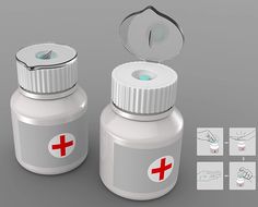 two medicine bottles are shown with instructions on how to use the bottle for medical purposes