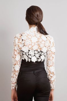 Krista Italian Guipure lace bolero shrug in off white Silk Bridesmaid Robes, Bridal Shrug, Black Crochet Dress, Bridal Bolero, Lace Bolero, Shrugs And Boleros, Bolero Shrug, Bridal Jacket, Wedding Jacket