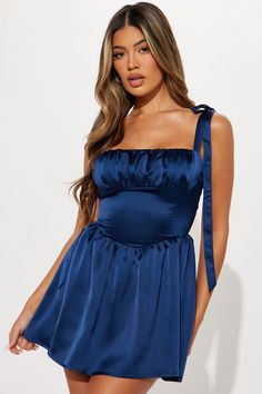 Available In Wine And Navy. Satin Mini Dress Square neckline Sleeveless Adjustable Straps Ruched Corset waist Lace up back Back zipper Length = 32" Self: 96% Polyester 4% Spandex Lining: 100% Polyester Imported | Kiss Goodbye Satin Mini Dress in Navy Blue size Small by Fashion Nova Kiss Goodbye, Dress Elegant Short, Corset Waist, Satin Mini Dress, Navy Fashion, Navy Blue Dresses, Square Neckline, Fashion Nova, Adjustable Straps