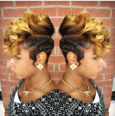 Love the hairstyle Women With Short Hair, Weave Styles, Natural Styles, Shaved Sides, Girly Stuff