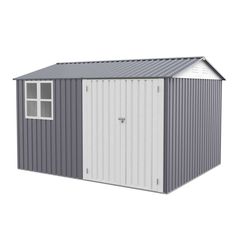 10x8 ft outdoor storage shed two doors main Outside Storage Shed, Wall Pergola, Slope Roof, Vinyl Sheds, Wooden Pavilion, Patio Dining Furniture, Sun Shade Canopy, Louvered Pergola, Pod House