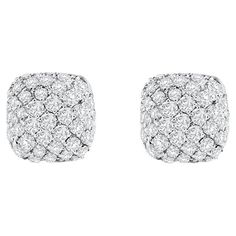 Showcasing a cluster of brilliant round diamonds pave set in a cushion shape stud earrings. Diamonds weigh 0.90 carats total, Made in 18k white gold. Roman Malakov is a custom house, specializing in creating anything you can imagine. If you would like to receive a special quote on a custom piece please message or call us. Special Quotes, Pave Diamonds, Round Diamonds, White Gold, Jewelry Earrings, Stud Earrings, Gold