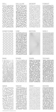 the different types of patterns used in laser engravings and paper cutting designs for crafts, cards or scrapbooking