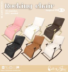 four different types of chairs with the names rocking chair on each one and two different colors