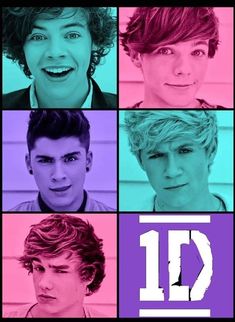 the poster for one direction shows four different faces and hair styles, including two men's heads