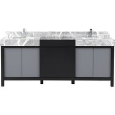 a double sink vanity with marble top and two faucets on each side,