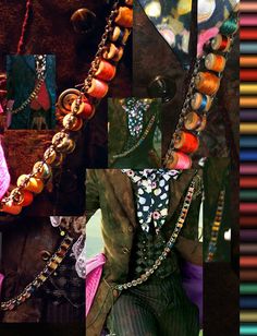 a collage of different colored beads and necklaces