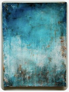 an abstract painting with blue and brown colors