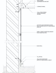 an architectural drawing shows the details of a building's external wall and its components