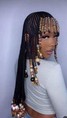 Knotless Braids With Beads Hairstyles, Braids With Beads Hairstyles, Knotless Braids With Beads, Beads Hairstyles, Cornrows Braids For Black Women, African Hair Braiding Styles, Braided Cornrow Hairstyles, Cute Box Braids Hairstyles, Pelo Afro