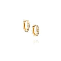 Juli Hoop Earrings Modern Gold Earrings With Sparkling Stones, Formal Huggie Earrings With Sparkling Stones, Classic Yellow Gold Hoop Earrings With Sparkling Stones, Formal Sparkling Stone Huggie Earrings, Elegant Hoop Earrings With Sparkling Stones For Everyday, Elegant Everyday Hoop Earrings With Sparkling Stones, Everyday Elegant Hoop Earrings With Sparkling Stones, Small Hoop Earrings With Sparkling Stones For Formal Events, Formal Small Hoop Earrings With Sparkling Stones