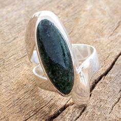 Handcrafted Good Luck Sterling Silver Jade Cocktail Ring - Nature Immortal | NOVICA Handmade Silver Gemstone Rings, Sterling Silver Rings Simple, Nameplate Necklace Silver, Silversmith Jewellery, Exotic Jewelry, Sterling Jewelry, Jade Ring, Bangles Jewelry, Crystal Rings