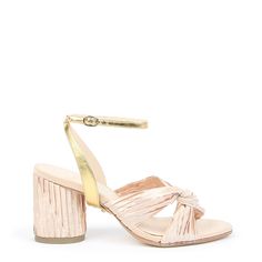 Nude Twist Sandal + Gold Marilyn Strap | Alterre Customizable Heeled Sandals