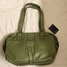 New Purse; Never Used With Tag; Trimmed In Gold Stitching With Gold-Tone Hardware. Clean Inside And Outside; No Odor. Excellent Condition. Green Hobo Bag With Detachable Handle For Shopping, Elegant Green Hobo Bag, Casual Green Satchel With Detachable Handle, Casual Green Hobo Bag With Top Carry Handle, Green Hobo Bag With Top Carry Handle For Shopping, Green Satchel With Handles For Spring, Green Shoulder Bag With Handle Drop, Green Shoulder Bag With Handle Drop For Travel, Spring Green Satchel With Handles