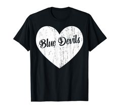 a black t - shirt with the word blue devils on it and a heart in the middle