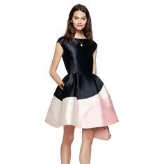 Kate Spade Color. Block Dress Size 2 Snap Closure At The Back Of The Neck (Bow) Zips Up In The Back. Only Worn Once (: Kate Spade Party, Silky Dress, Colorblock Dress, Colour Block, Playing Dress Up, Fit And Flare Dress, Fit Flare Dress, Flare Skirt, Kate Spade New York