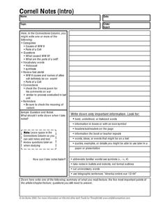 a printable worksheet for the common notes into an article or text book