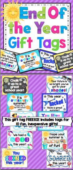 the end of the year gift tags for students to use on their classroom desks