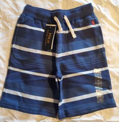 Polo Ralph Lauren Little Boys Terry Shorts Navy Stripe Sz 6 - NWT. Kids Shorts, Navy Stripes, Swim Trunk, Polo Ralph