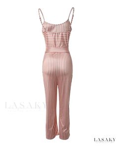 Lasaky - Contemporary Striped Print Cropped Jumpsuit featuring a Stylish Belt Luxury Fitted Zara Jumpsuits And Rompers, Chic Tank Tops, Jumpsuit With Belt, Chic Type, Chic And Elegant, Cropped Jumpsuit, Estilo Chic, Ribbed Top, U Neck