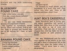 an old recipe for blueberry pound cake